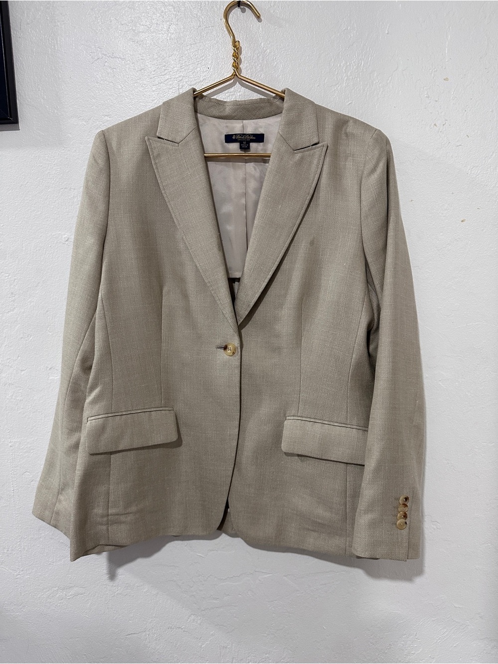 Brooks Brothers Loro Piana Wool Silk Linen Blazer Women’s Size 14 Tan